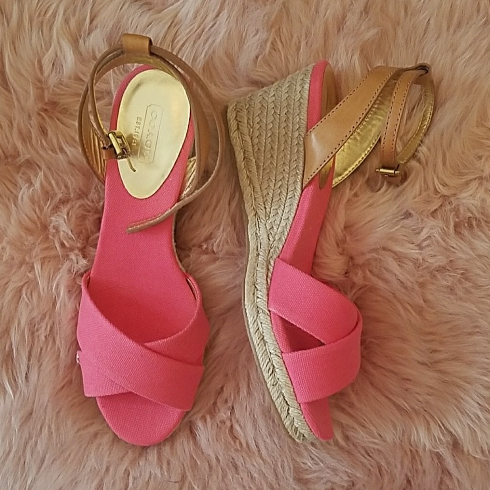 Coach strappy wedge sandals NIB
